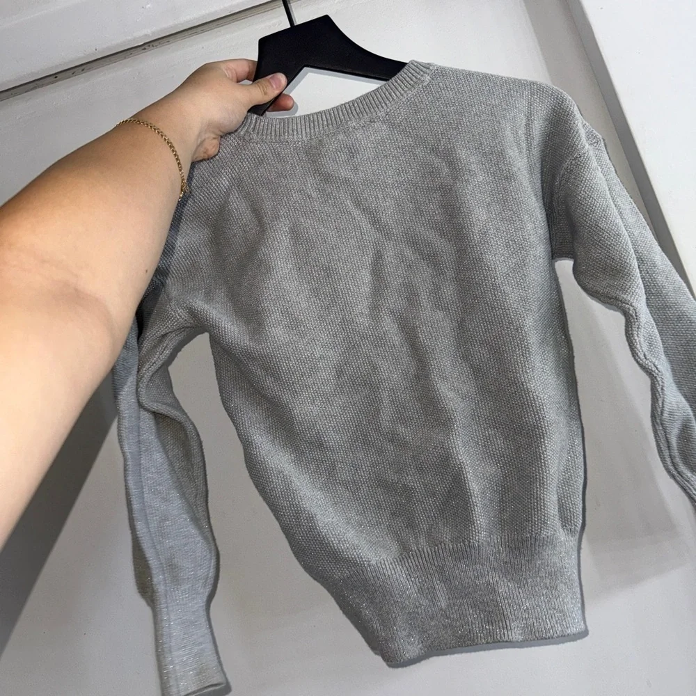 2/$15 GAP Kids Heather Gray Crew Neck Sweater with Sparkle
